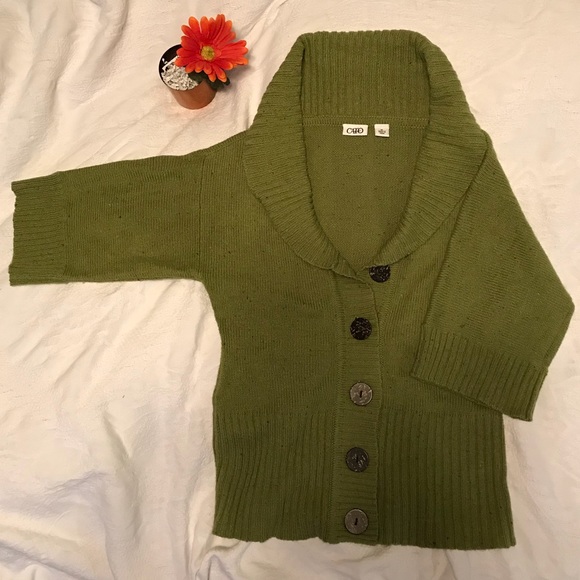 Cato Sweaters - Cato 3/4 Green Cozy Cardigan Short Sleeve
